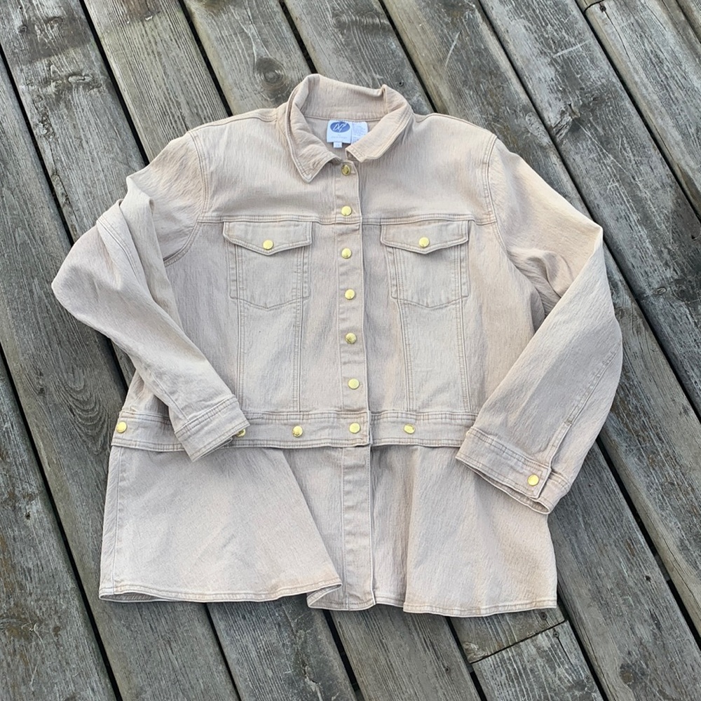 DG 2 by Diane Gilman Peplum Jean Jacket 2 in 1